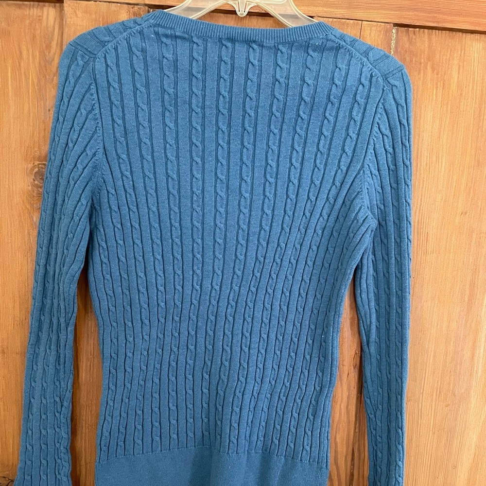 Talbots Blue Cable Stitch Knit Top Size M - Picture 2 of 3
